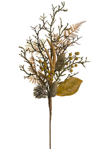 28" Antler/Pine Cone/Twig Spray Beige Green (pack of 6)