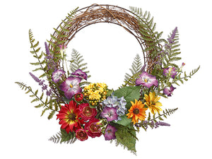 20" Wild Flower Wreath  Purple Orange (pack of 2)