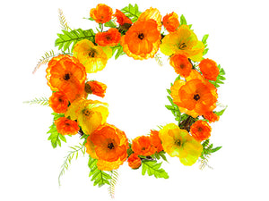 22" Poppy Wreath  Orange Yellow (pack of 2)