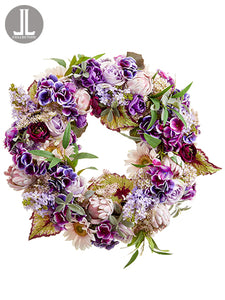 28" Rose/Sunflower/Protea Wreath Pink Lavender (pack of 1)