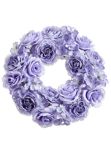 11" Camellia/Rose/Hydrangea Wreath Lavender (pack of 3)