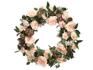 25" Rose/Lilac/Thistle Wreath  Peach Green (pack of 1)