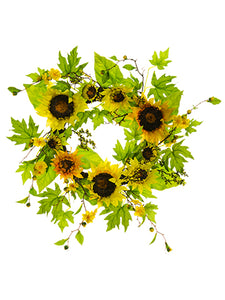 24" Sunflower/Blossom Wreath  Yellow (pack of 2)