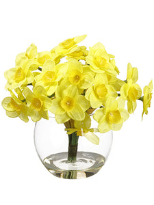 7" Daffodil in Glass Vase  Yellow (pack of 6)
