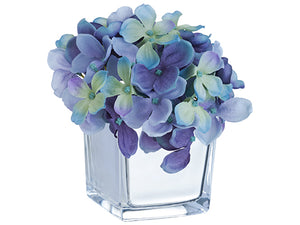 5.5" Hydrangea in Glass Vase  Lavender Blue (pack of 6)