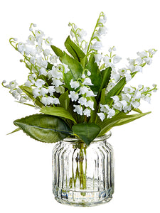 9" Lily of The Valley in Glass Vase White (pack of 6)