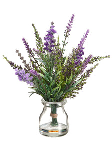9" Lavender in Glass Vase  Lavender Purple (pack of 12)