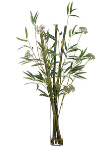 51" Bamboo/Sedum Arrangement in Glass Vase Green (pack of 1)