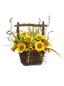 13" Sunflower in Basket  Yellow (pack of 4)