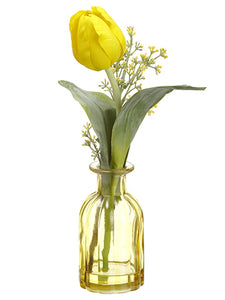 13" Tulip in Glass Vase  Yellow (pack of 6)