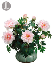 26" Peony in Ceramic Pot  Pink White (pack of 1)
