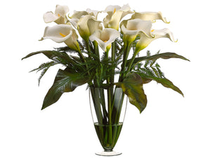 29" Calla Lily/Fern in Glass Vase White Green (pack of 1)