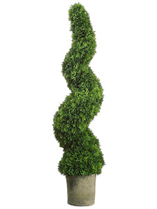 49" Spiral Cedar Topiary in Dark Grey Pot Green (pack of 1)