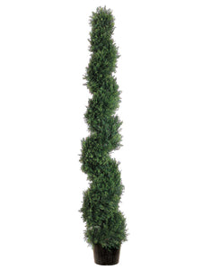 6' Spiral Cedar Topiary in Plastic Pot (knock-down packing ) Green (pack of 1)