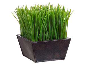 7" Grass in Tin Pot  Green (pack of 4)