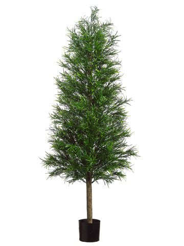5' Plastic Podocarpus Tower Tree w/574 Leaves in Pot Green (pack of 2)