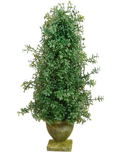 21" Boxwood Cone Topiary in Cement Urn Green (pack of 2)