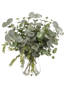 25" Eucalyptus/Bottle Brush in Glass Vase Green Gray (pack of 1)