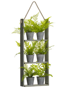 29" Potted Fern x6 in Hanging Wood Shelf Green (pack of 2)