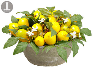 7.5" Lemon in Clay Pot  Yellow Green (pack of 2)
