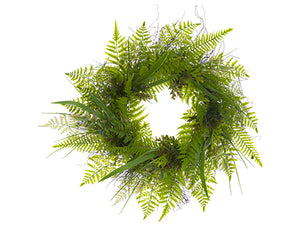 26" Soft Plastic Fern/Grass/ Boxwood Wreath Green Burgundy (pack of 1)