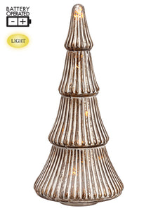 15.5"Hx7"D Battery Operated Christmas Tree With Light Brown White (pack of 4)
