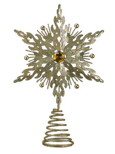 12" Glittered Snowflake Tree Topper Gold (pack of 6)