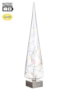 22.5" Battery Operated Glass Finial Table Top With Light Clear (pack of 2)