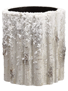 7.5"H X 9"D Snowed Faux Birch Container Whitewashed (pack of 4)