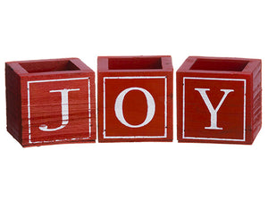 3"Hx3"W3"L Joy Wood Box (3 ea/set) Red White (pack of 6)