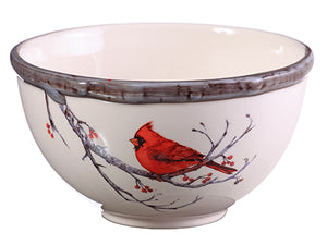 3.25"Hx6"D Cardinal Ceramic Bowl White Red (pack of 2)