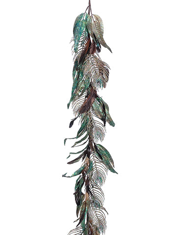 5' Glittered Peacock Garland  Peacock (pack of 6)