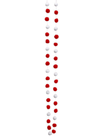 6' Pompom Garland  Red White (pack of 24)