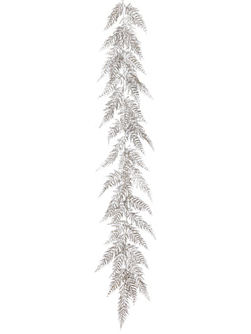 6' Glittered Fern Garland  Silver Gold (pack of 6)