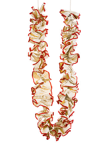 6' Cotton Jute Ruffle Garland  Red Beige (pack of 2)