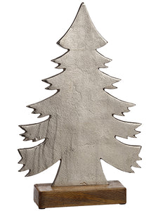 17" Aluminum Chsristmas Tree With Wood Base Silver (pack of 2)