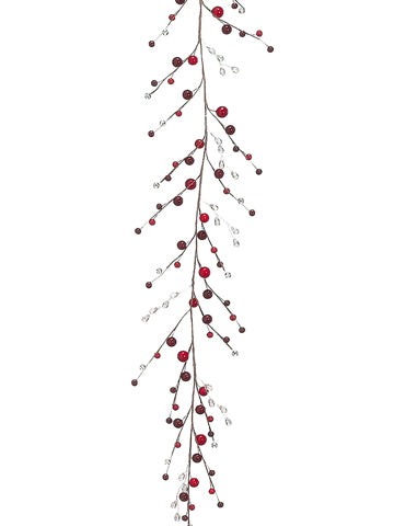 5' Berry/Bead Garland  Two Tone Red (pack of 6)