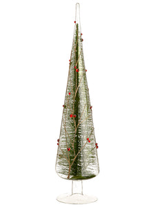 18" Christmas Pine Glass Finial Table Top Green (pack of 6)
