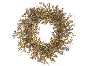 26" Glittered Berry/Twig Wreath Tiffany Gold (pack of 1)