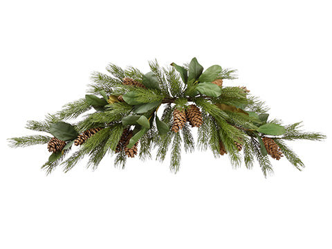 6' Magnolia Leaf/Pine Cone/Pine Mantel Piece Green (pack of 2)