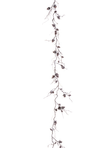 6' Frosted Plastic Pine Cone Garland Brown Frosted (pack of 12)