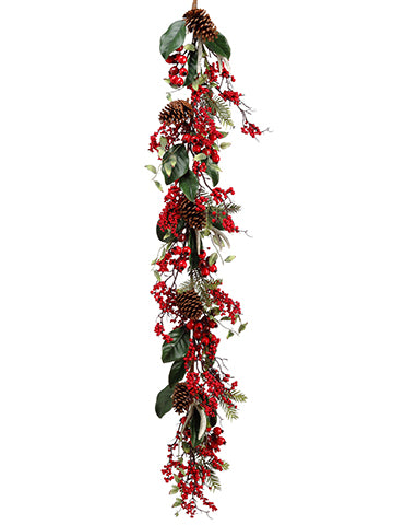 5' Berry/Pine Cone/Antler/ Pine Garland Red Brown (pack of 2)