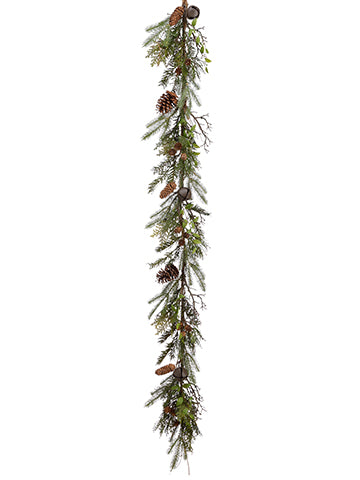 6' Pine/Cedar/Pine Cone/Bell Garland Green Brown (pack of 2)
