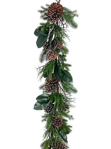 6' Pinecone/Twig/Pine Garland  Green Brown (pack of 2)