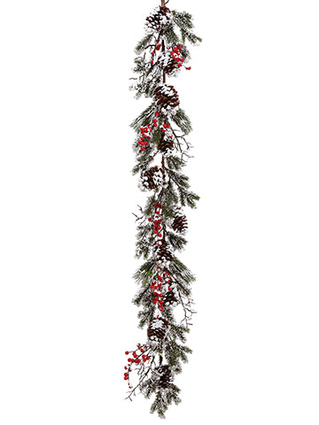 5' Snowed Berry/Pine Cone/Pine Garland Red White (pack of 1)