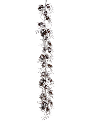 5' Snowed Pine Cone Twig Garland White Brown (pack of 2)