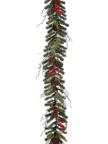 6' Mixed Pine/Cone/Berry Garland Green Red (pack of 2)