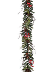 6' Mixed Pine/Cone/Berry Garland Green Red (pack of 2)