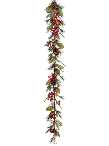 6' Pine Cone/Berry/Bell/ Pine Garland Red Green (pack of 2)