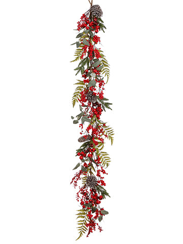 5' Berry/Rosehip/Cone/Pine Garland Red Green (pack of 2)